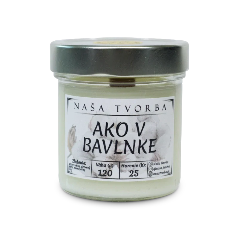 Ako v Bavlnke- Sójová Sviečka 120g Naša Tvorba