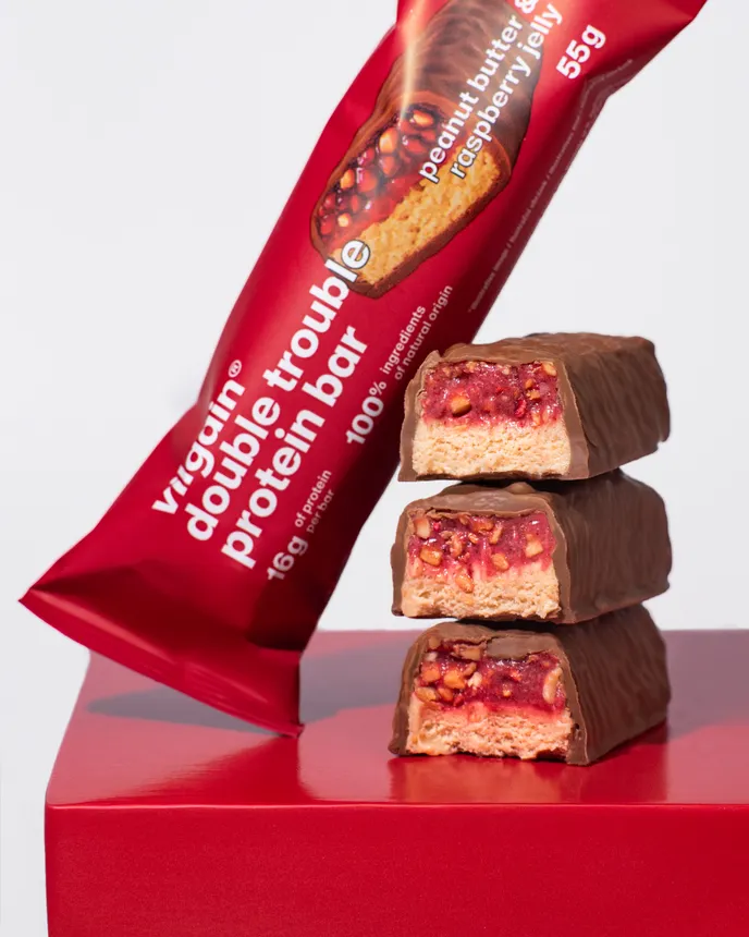 Double Trouble Proteínová Tyčinka- Arašidové Maslo s Malinami 55g Vilgain